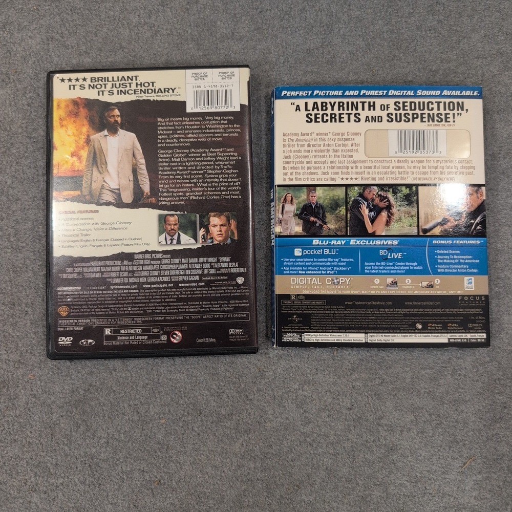 George‎ Clooney Movie Bundle The American Blu-ray Syriana DVD Widescreen Edition - Picture 2 of 2
